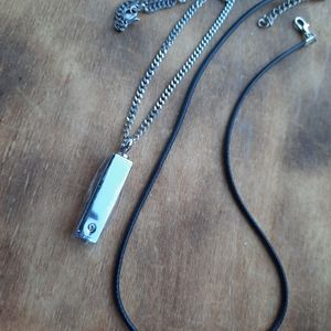 Unisex Stainless Steel Memorial Keepsake Cube Pendant Necklace